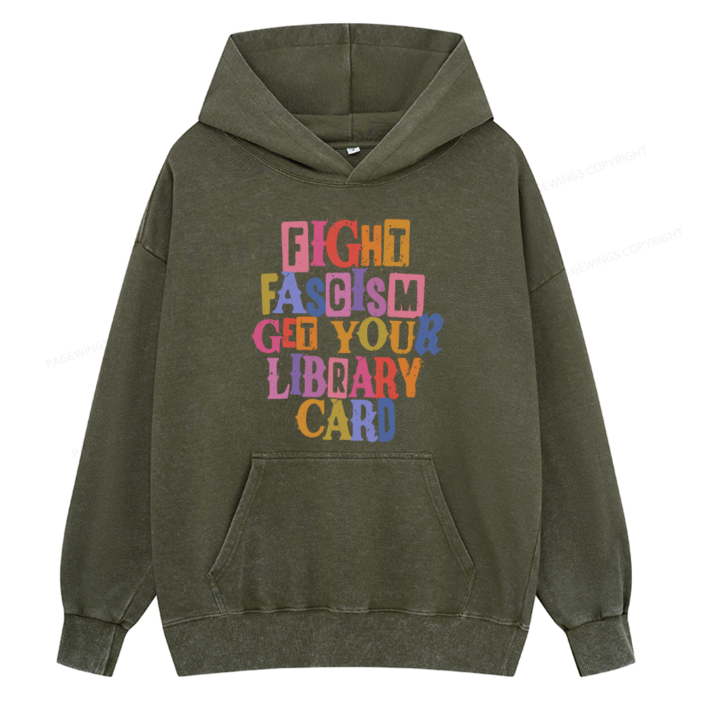 Pagewing Get Your Library Card Unisex Washed Hoodie