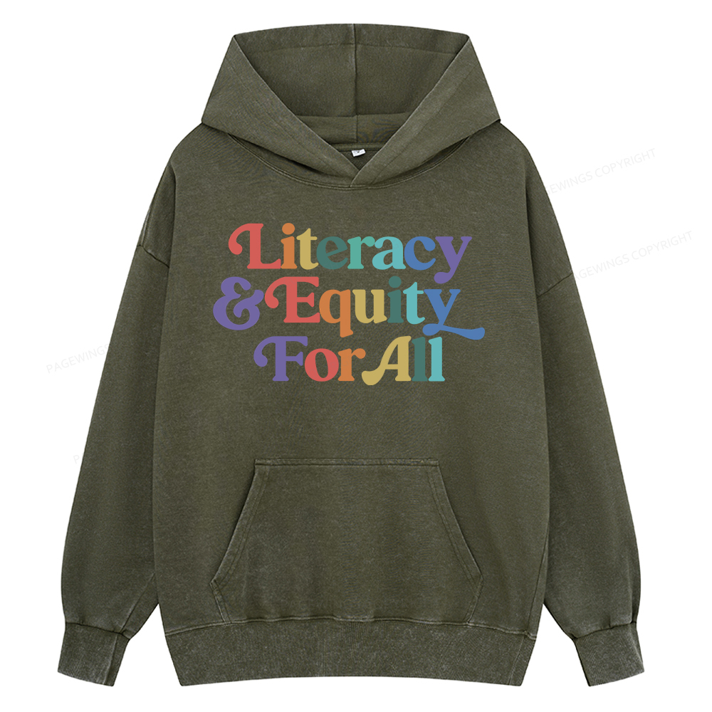 Pagewing Literacy & Equity For All Unisex Washed Hoodie