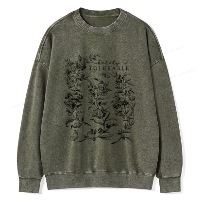 Pagewings Barely Tolerable Pride and Prejudice Gifts Unisex Washed Sweatshirt