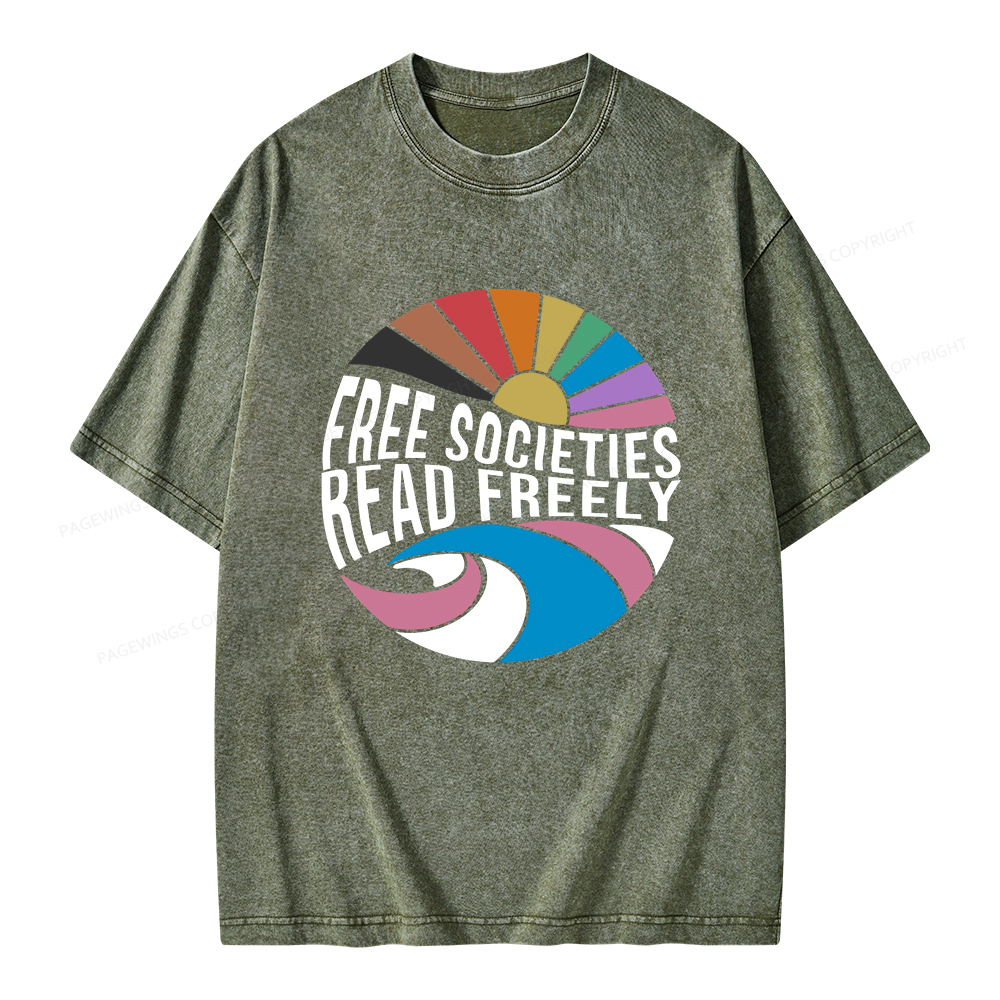 Pagewings read freely Unisex Washed T-shirt