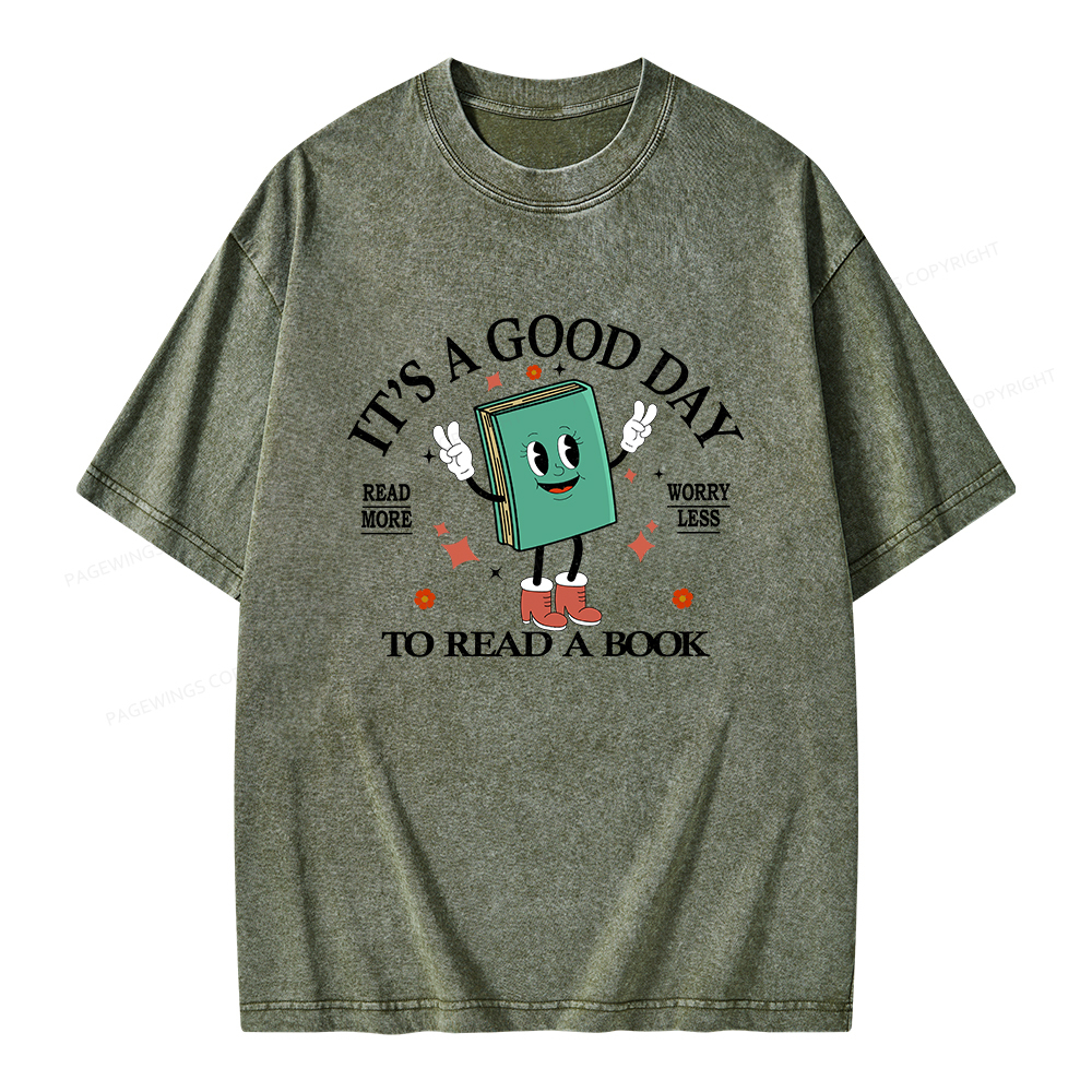 Pagewings Its A Good Day To Read A Book Unisex Washed T-shirt