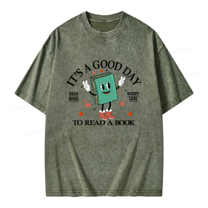 Pagewings Its A Good Day To Read A Book Unisex Washed T-shirt