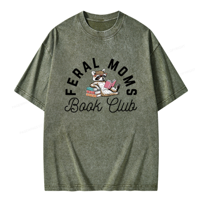 Pagewings Feral Moms Book Club Unisex Washed T-shirt