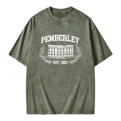 Pagewings Pemberley Est 1813Unisex Washed T-shirt