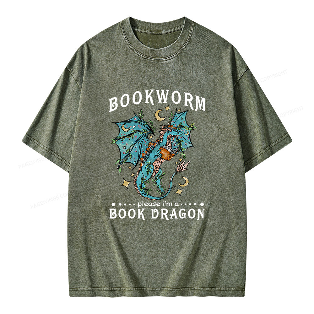 Pagewings Bookworm, please I'm a Book Dragon Unisex Washed T-shirt