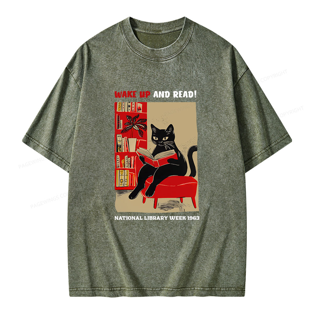 Pagewings Wake Up and Read Unisex Washed T-shirt