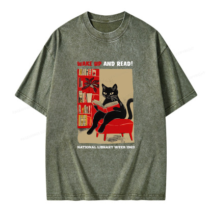 Pagewings Wake Up and Read Unisex Washed T-shirt