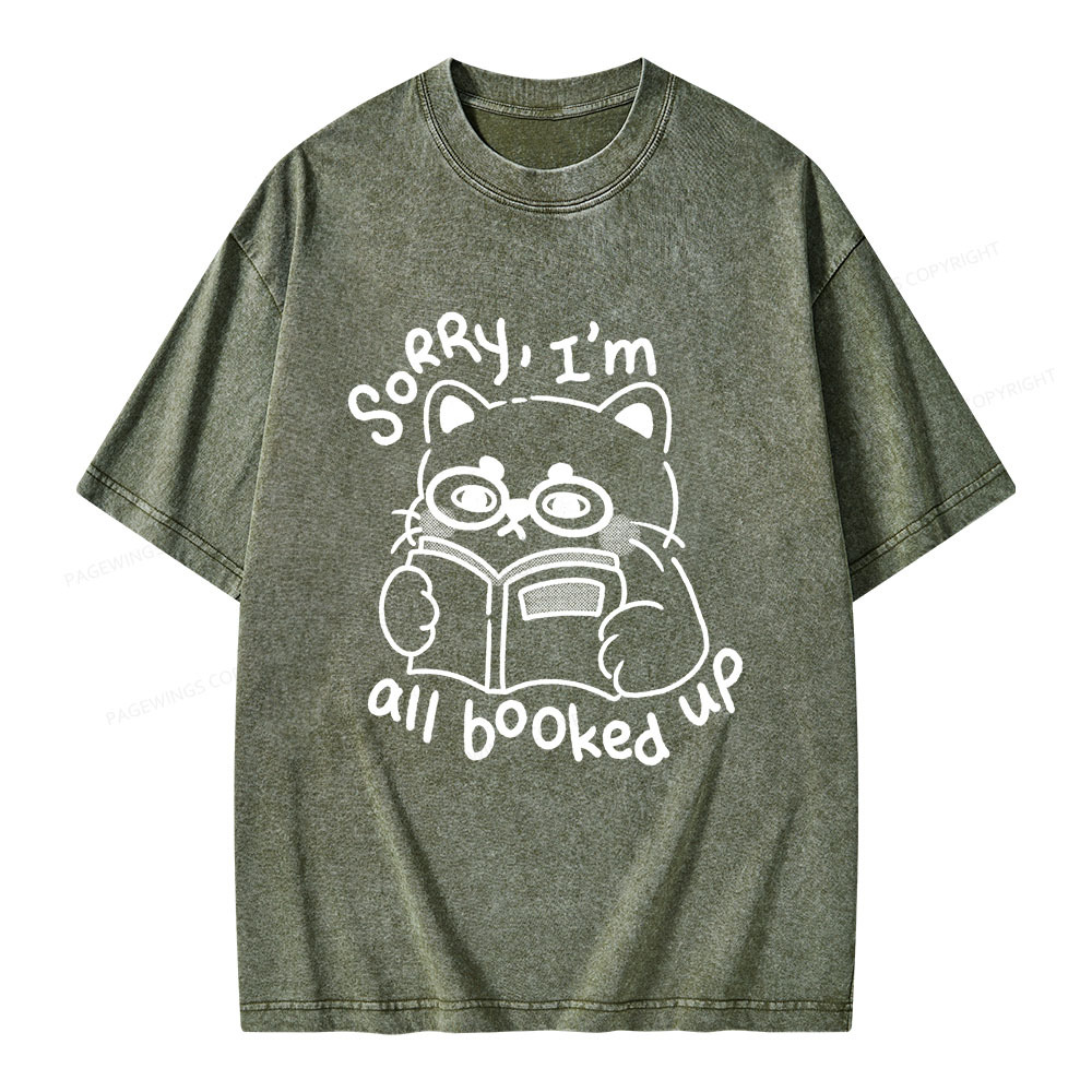 Pagewings Sorry I'm All Booked Up Unisex Washed T-shirt