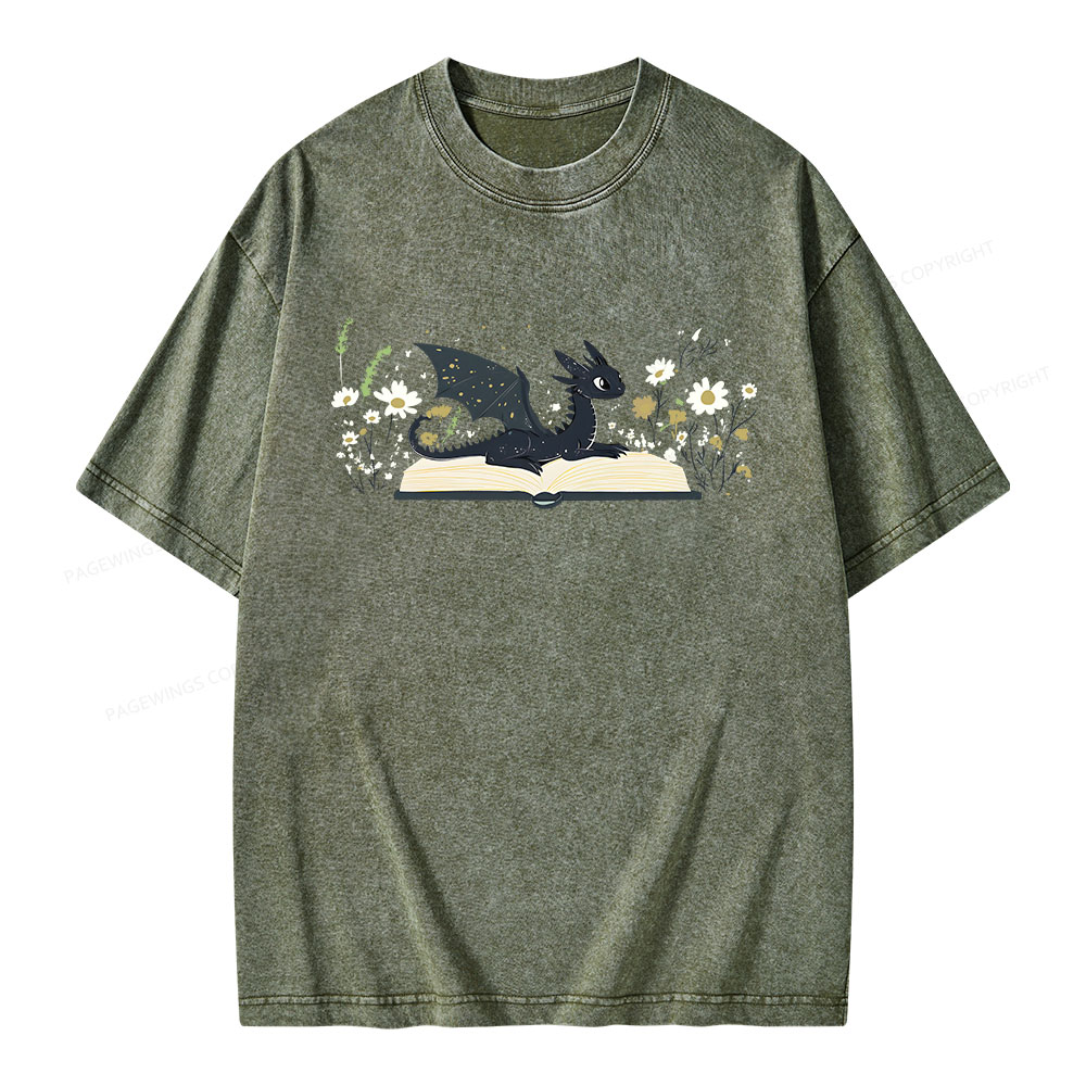 Pagewings Dragon Book Unisex Washed T-shirt