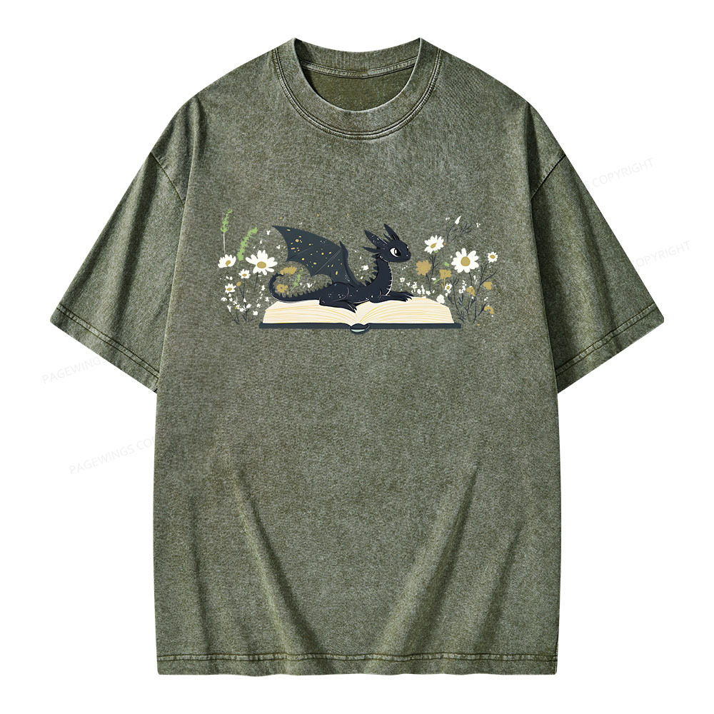 Pagewings Dragon Book Unisex Washed T-shirt