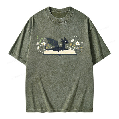 Pagewings Dragon Book Unisex Washed T-shirt