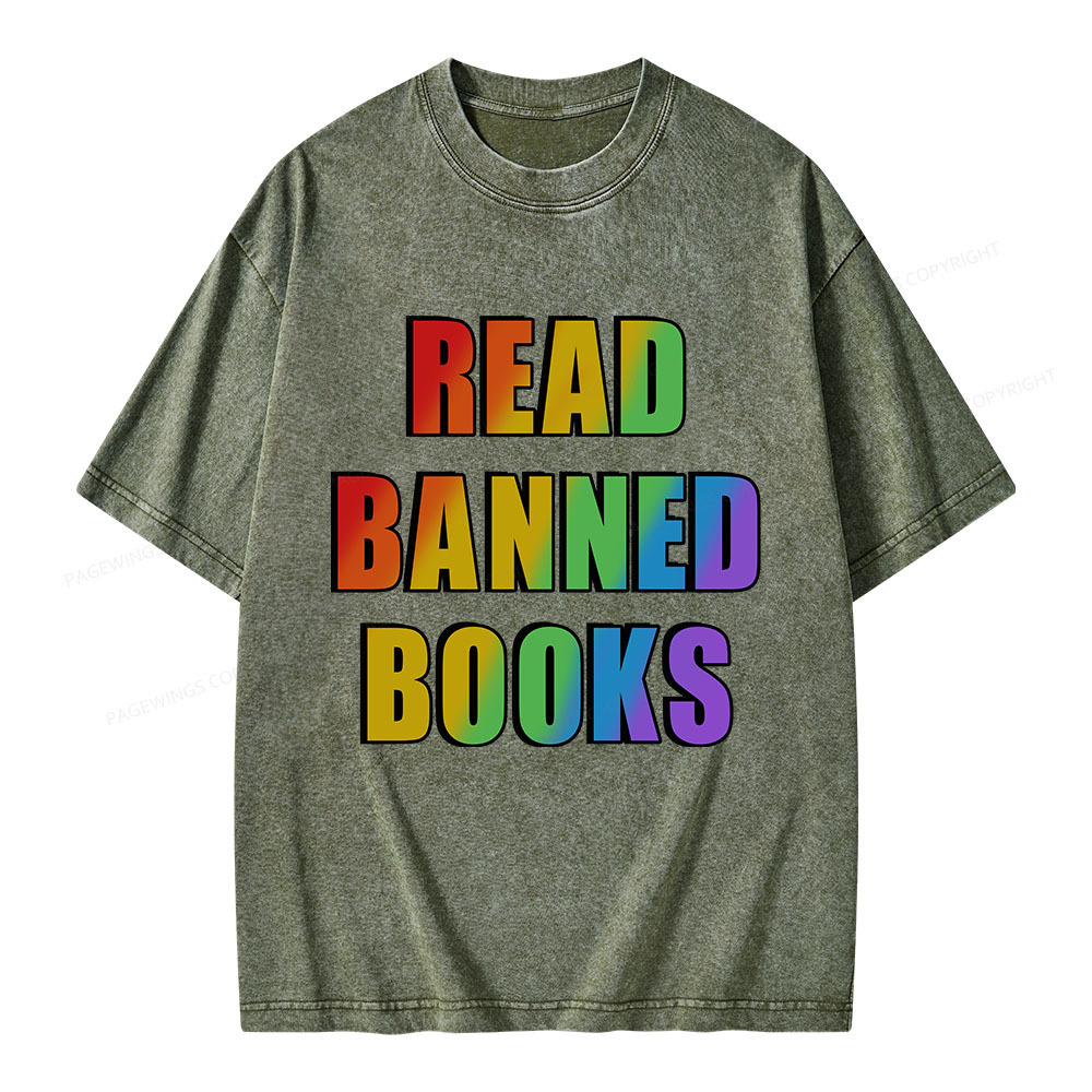 Pagewings Read Banned Books Unisex Washed T-shirt