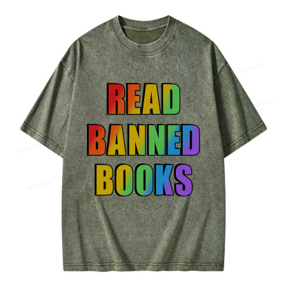 Pagewings Read Banned Books Unisex Washed T-shirt