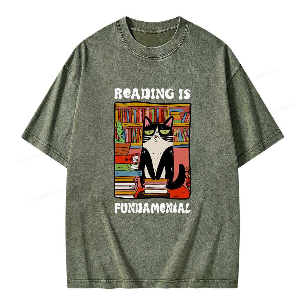 Pagewings Reading is Fundamental Unisex Washed T-shirt