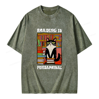 Pagewings Reading is Fundamental Unisex Washed T-shirt
