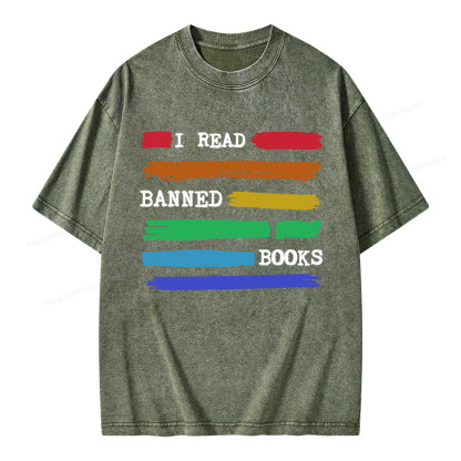 Pagewings I Read Banned Books Unisex Washed T-shirt