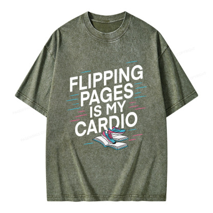 Pagewings Flipping Pages Is My Cardio Unisex Washed T-shirt