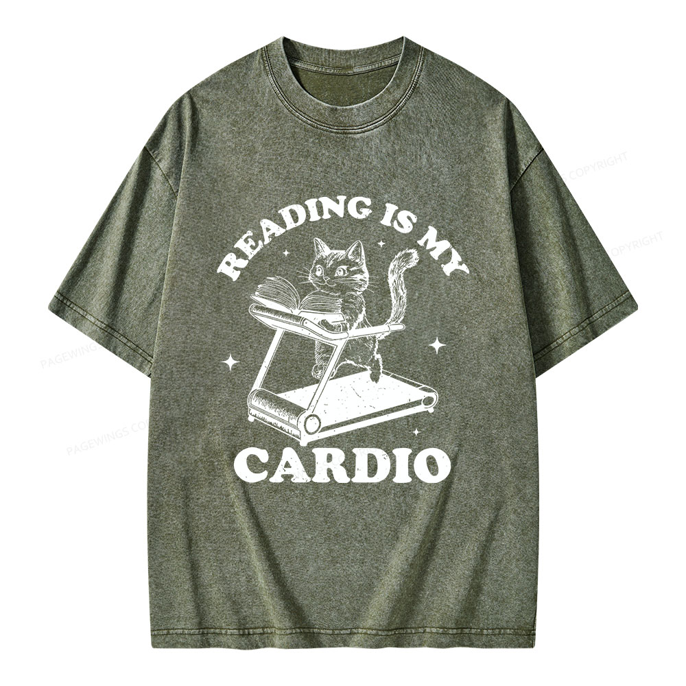 Pagewings Reading is my Cardio Unisex Washed T-shirt