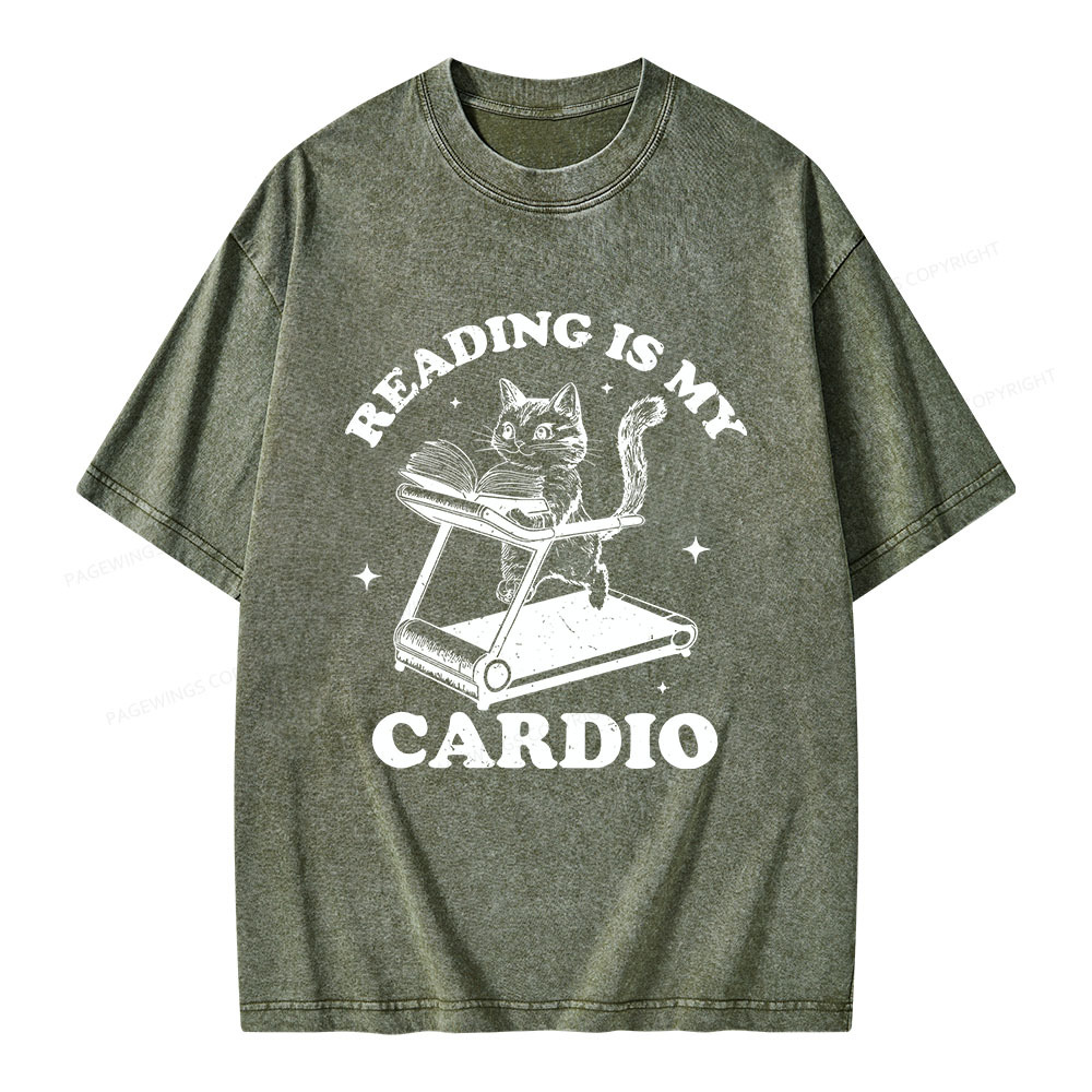 Pagewings Reading is my Cardio Unisex Washed T-shirt
