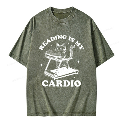 Pagewings Reading is my Cardio Unisex Washed T-shirt