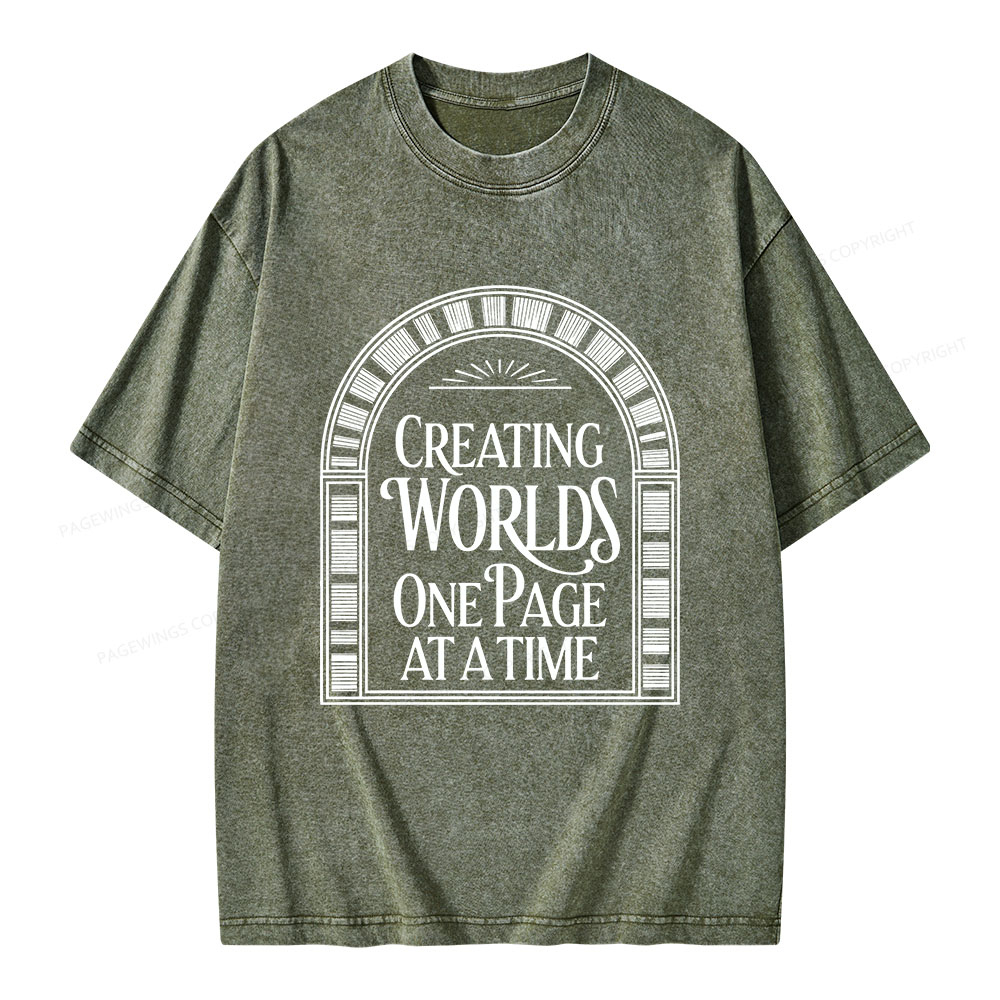 Pagewings Creating Worlds One Page At A Time Unisex Washed T-shirt