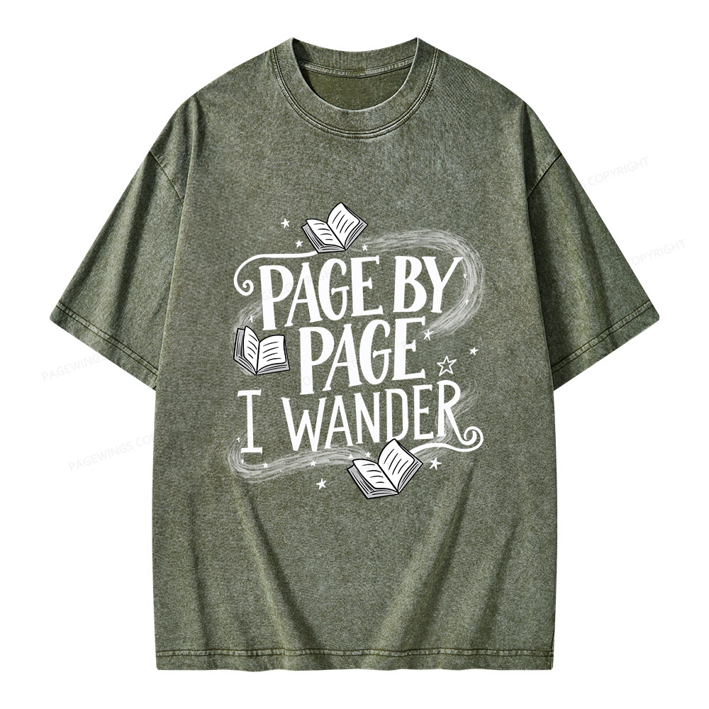 Pagewings Page By Page I Wander Unisex Washed T-shirt