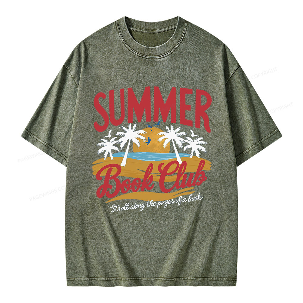 Pagewings Summer Book Club Unisex Washed T-shirt