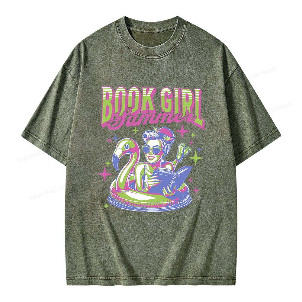 Pagewings Bookish Girl Summer Unisex Washed T-shirt