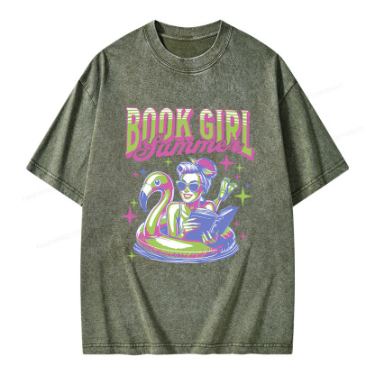 Pagewings Bookish Girl Summer Unisex Washed T-shirt
