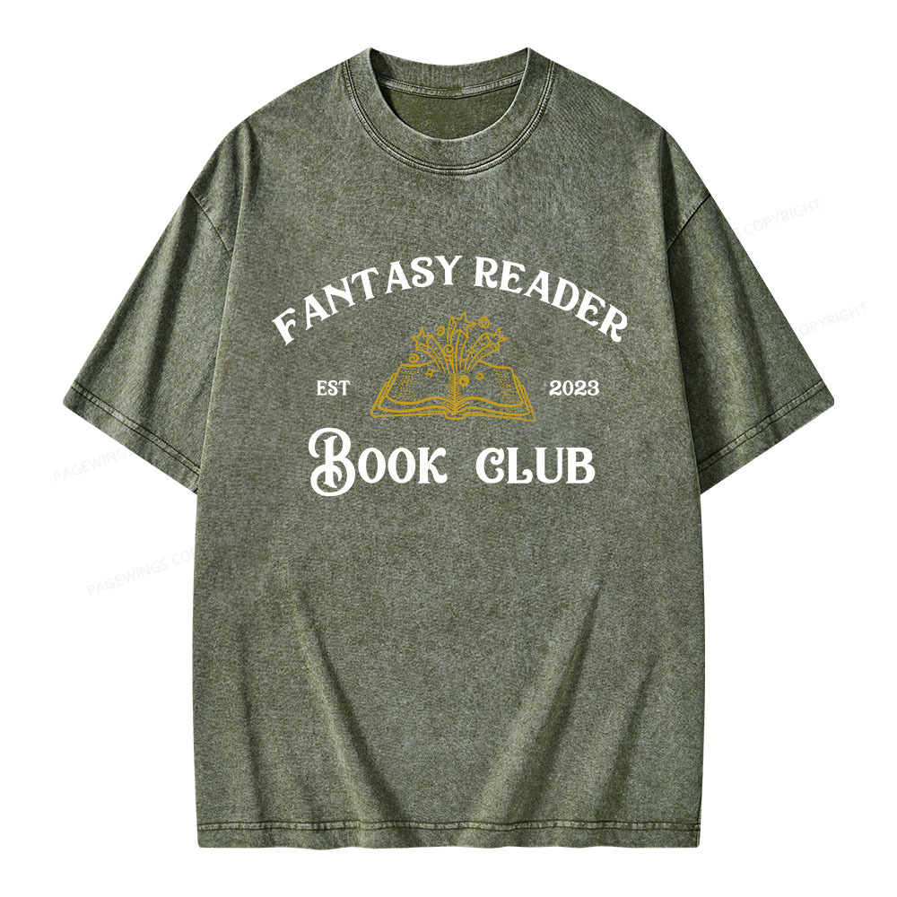 Pagewings Fantasy Reader Book Club Unisex Washed T-shirt