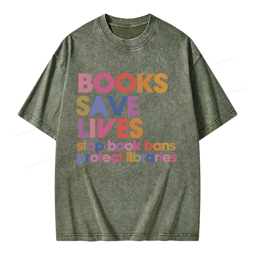 Pagewings Books Save Lives Unisex Washed T-shirt