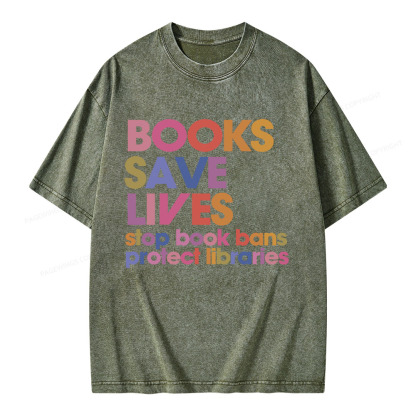 Pagewings Books Save Lives Unisex Washed T-shirt