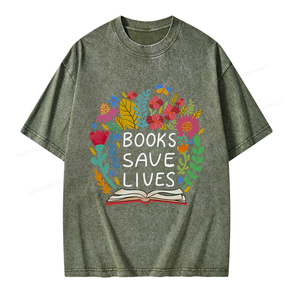 Pagewings Books Save Lives Unisex Washed T-shirt