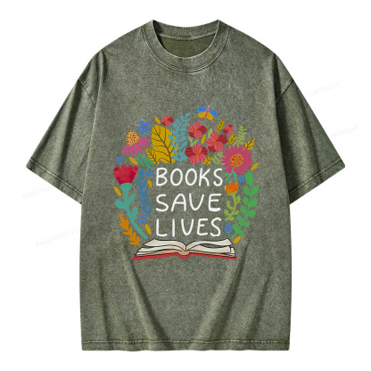 Pagewings Books Save Lives Unisex Washed T-shirt