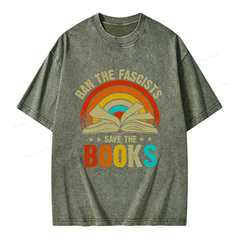 Pagewings Ban The Fascists Save The Books Unisex Washed T-shirt