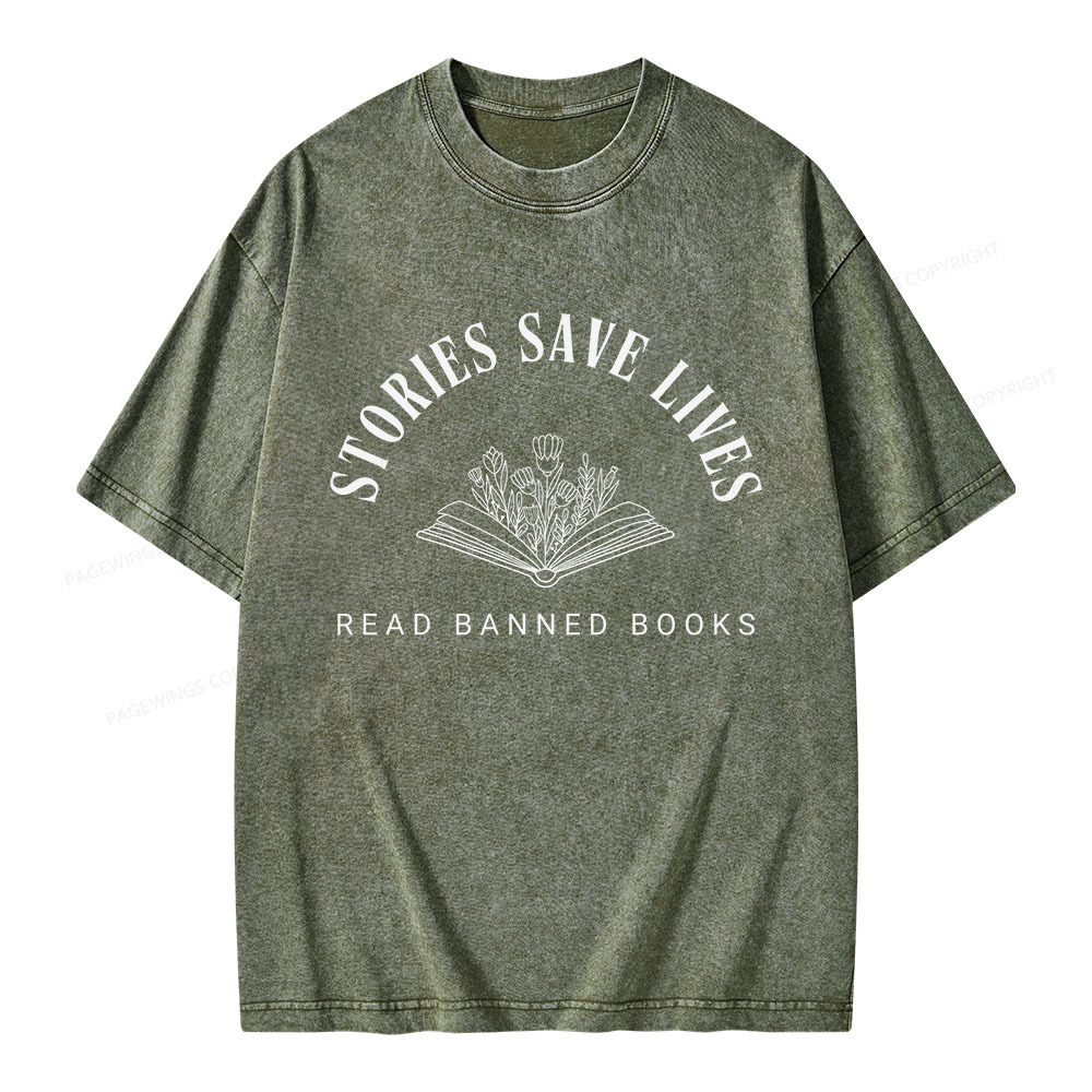 Pagewings Stories Save Lives Unisex Washed T-shirt