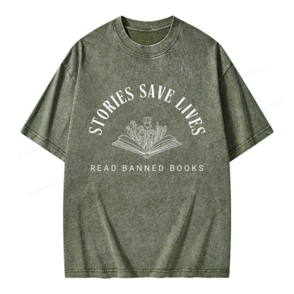 Pagewings Stories Save Lives Unisex Washed T-shirt
