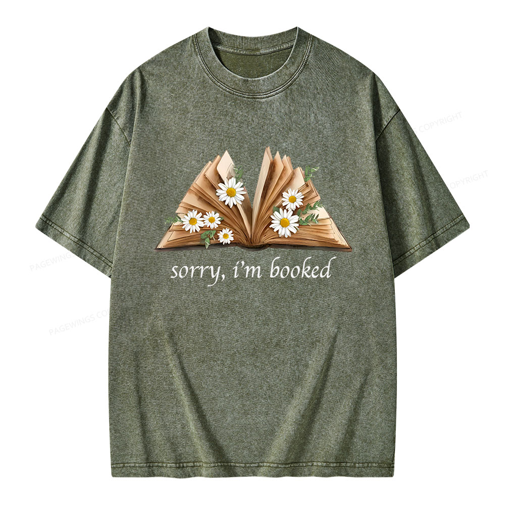 Pagewings Sorry I'm Booked Unisex Washed T-shirt