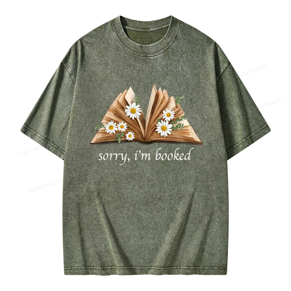 Pagewings Sorry I'm Booked Unisex Washed T-shirt