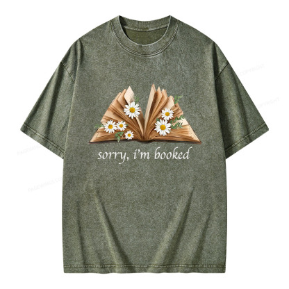 Pagewings Sorry I'm Booked Unisex Washed T-shirt