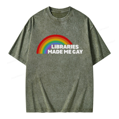 Pagewings Libraries Made Me Gay Unisex Washed T-shirt