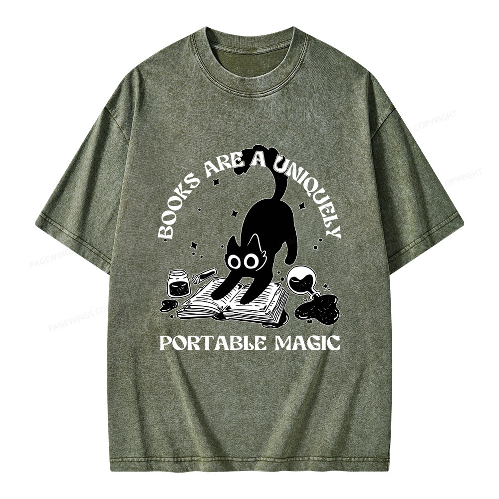 Pagewings Books Are Uniquely Portable Magic Unisex Washed T-shirt