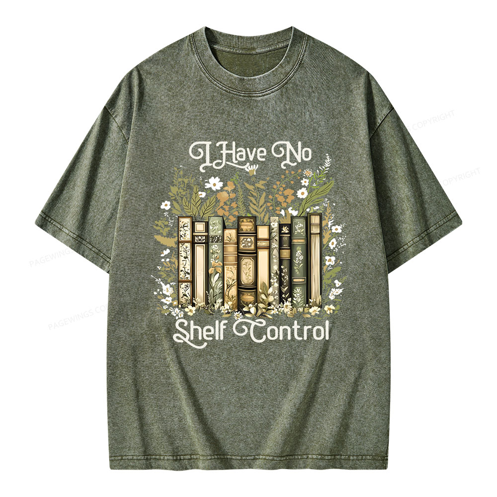 Pagewings I Have No Shelf Control Unisex Washed T-shirt