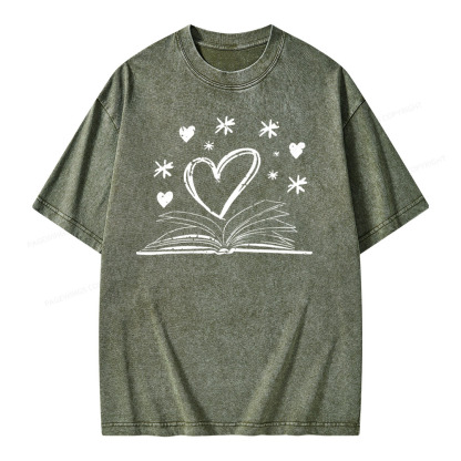 Pagewings Bookworm Librarian Valentines Day Book Unisex Washed T-shirt