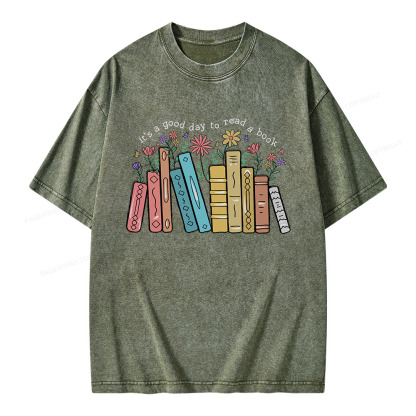 Pagewings It’s A Good Day To Read A Book Unisex Washed T-shirt