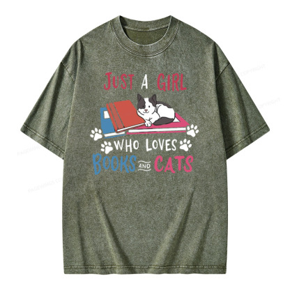 Pagewings Cat Books Book and Cats on Unisex Baseball T-Shirt Unisex Washed T-shirt