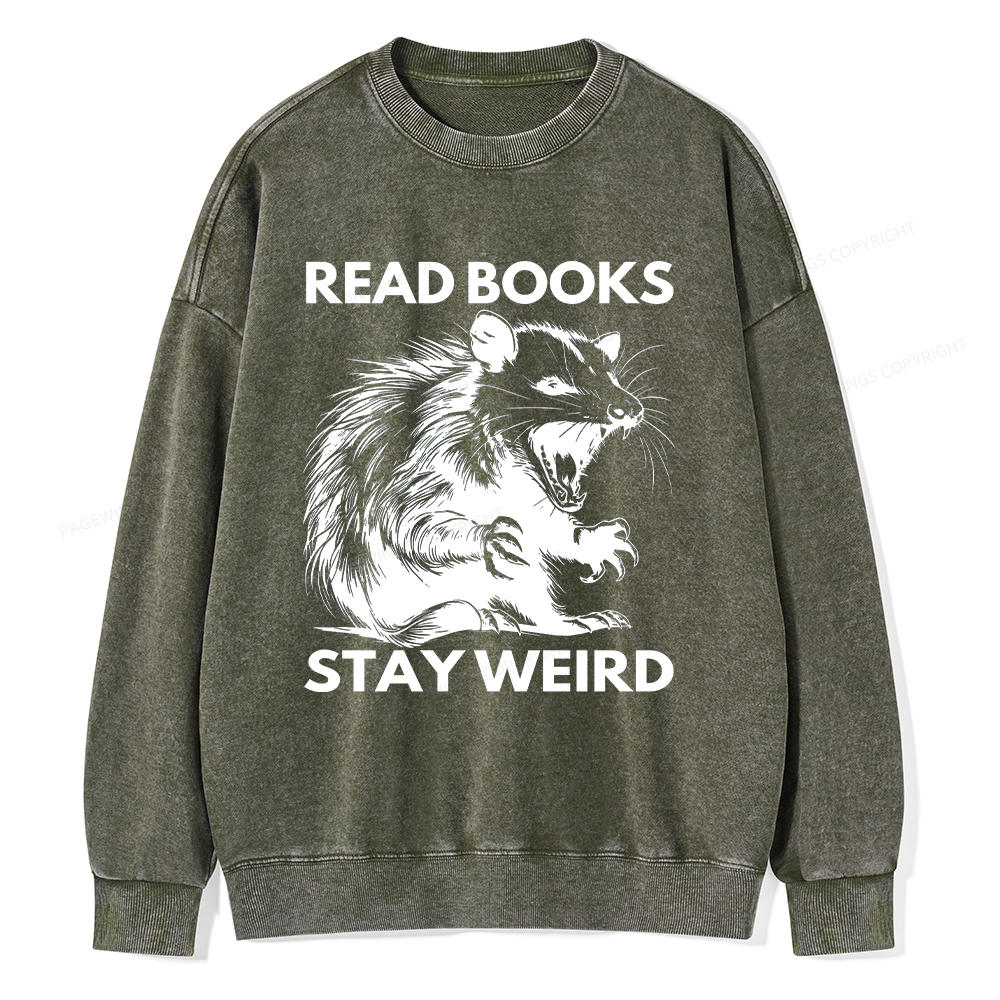 Pagewings Read Books Stay Weird Unisex Washed Sweatshirt