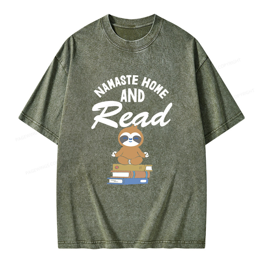 Pagewings Namaste Home And Read Unisex Washed T-shirt