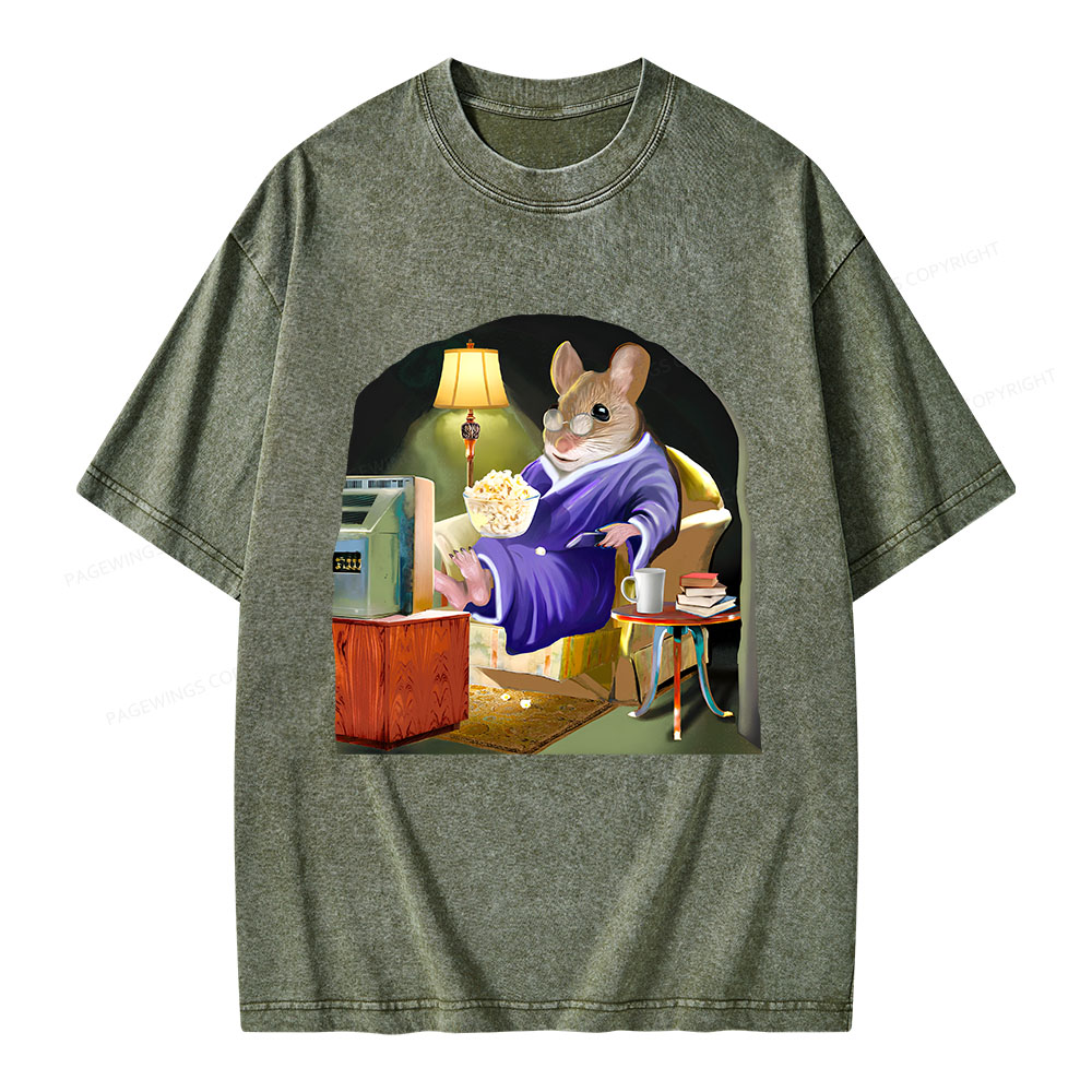 Pagewings Leisurely Mouse Unisex Washed T-shirt
