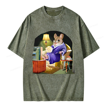 Pagewings Leisurely Mouse Unisex Washed T-shirt
